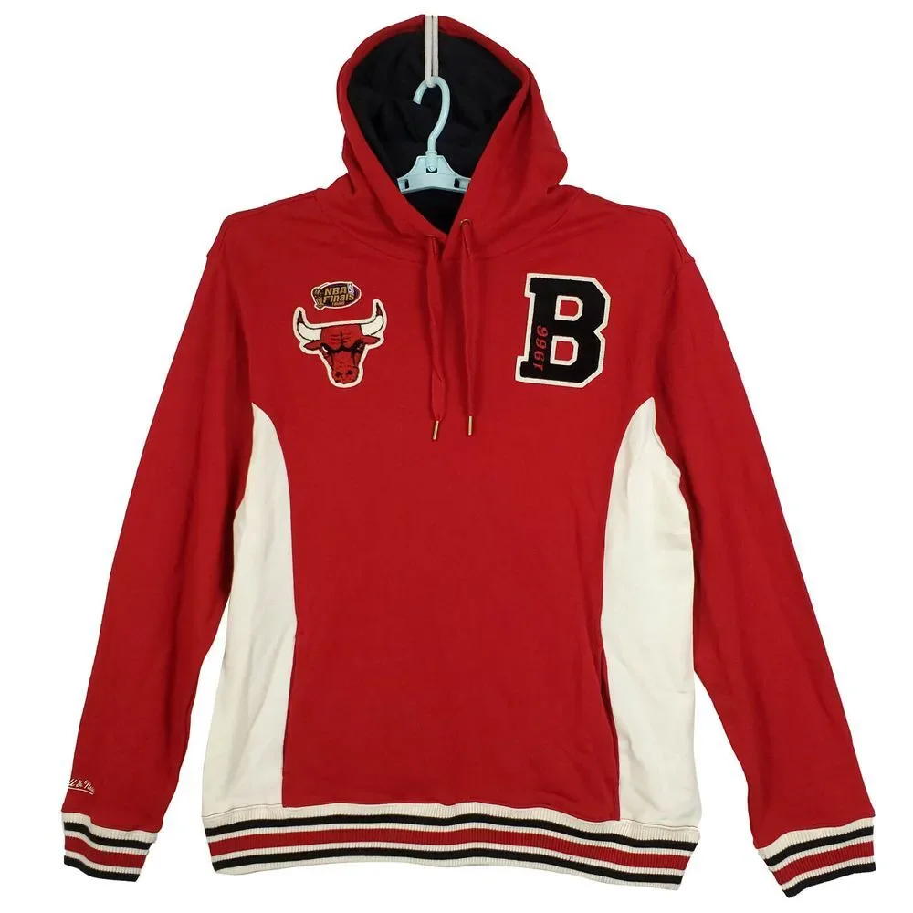 Chicago Bulls Mitchell & Ness NBA‎ L Large Hoodie Chenille Stitch Logos Red NWT